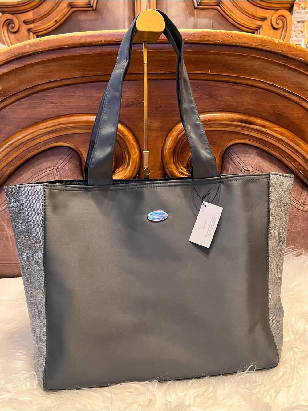 Coach Black  with Shimmery Silver Side Panels tote bag